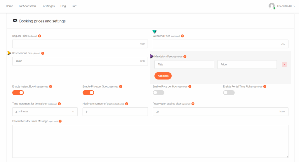 Range Reserve Booking Settings module.