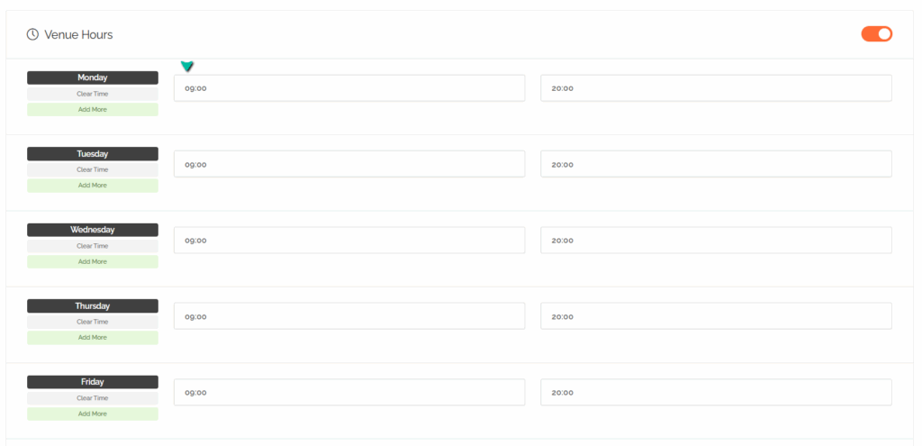 Range Reserve Hours of Operation module
